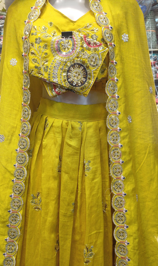 Sunshine Yellow Embroidered Lehenga Set