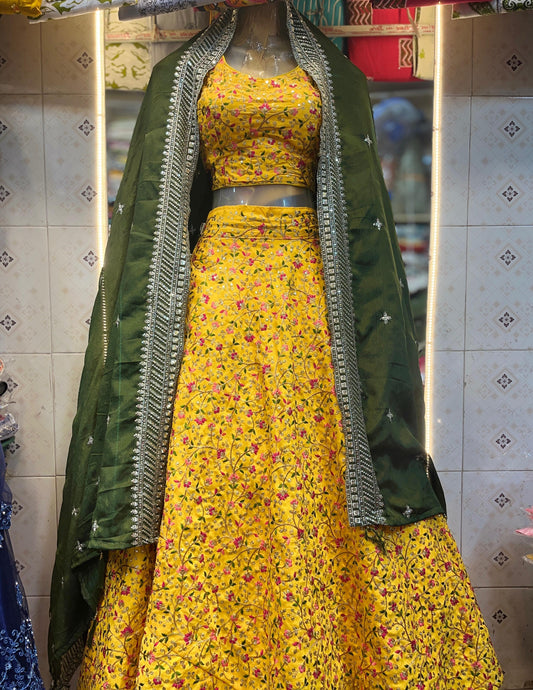 Yellow Embroidery Lehenga Set