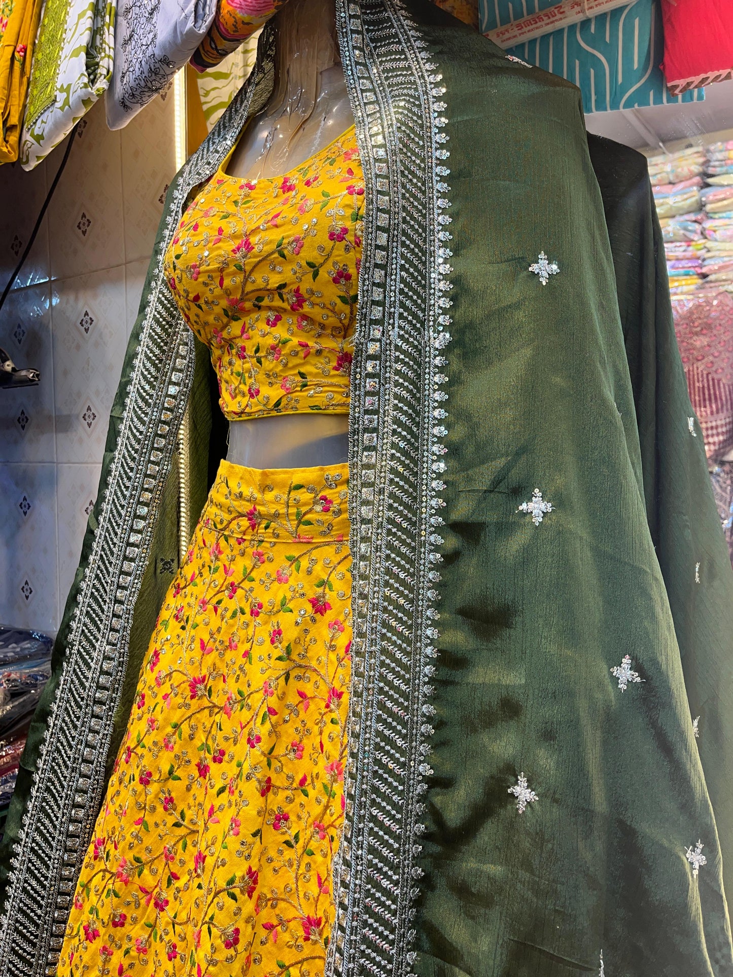 Yellow Embroidery Lehenga Set